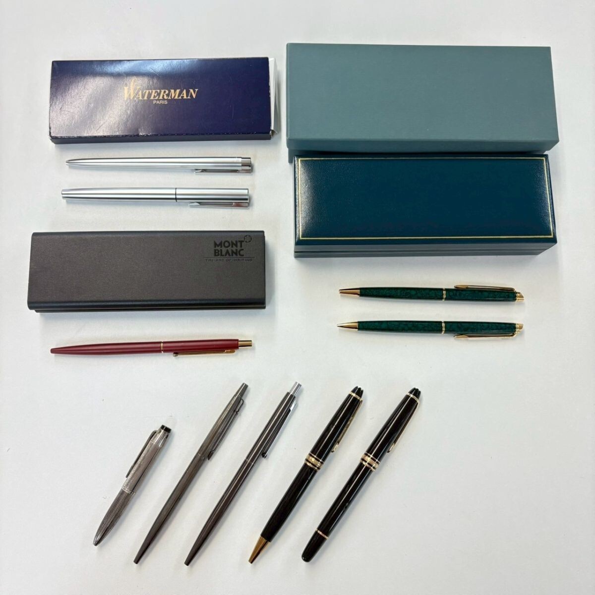 D242-■-0 文房具 10點(diǎn)セット 萬(wàn)年筆 ボールペン シャーペン MONTBLANC WATERMAN 他 筆記用具 ケース付き有 KA