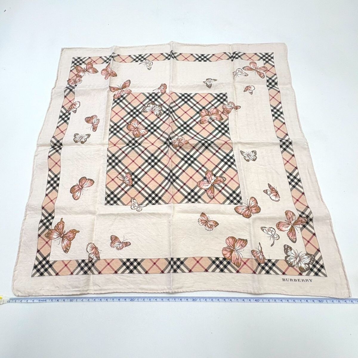 D308-K58-1469 BURBERRY バーバリー ハンカチ タオルハンカチ 9點セット チェック オレンジ ピンク 黃色 水色 約24cm～57cm KA