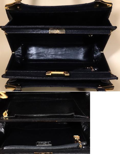ZAGLIANI,ハンドバック,オーストリッチ,黒,中古