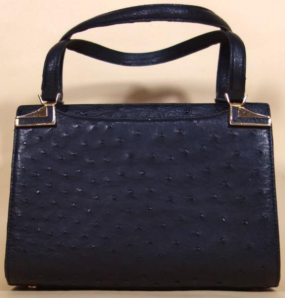 ZAGLIANI,ハンドバック,オーストリッチ,黒,中古
