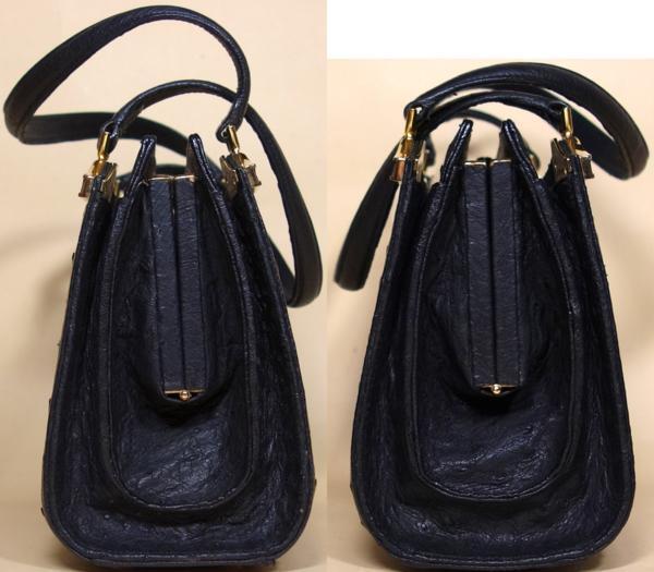 ZAGLIANI,ハンドバック,オーストリッチ,黒,中古
