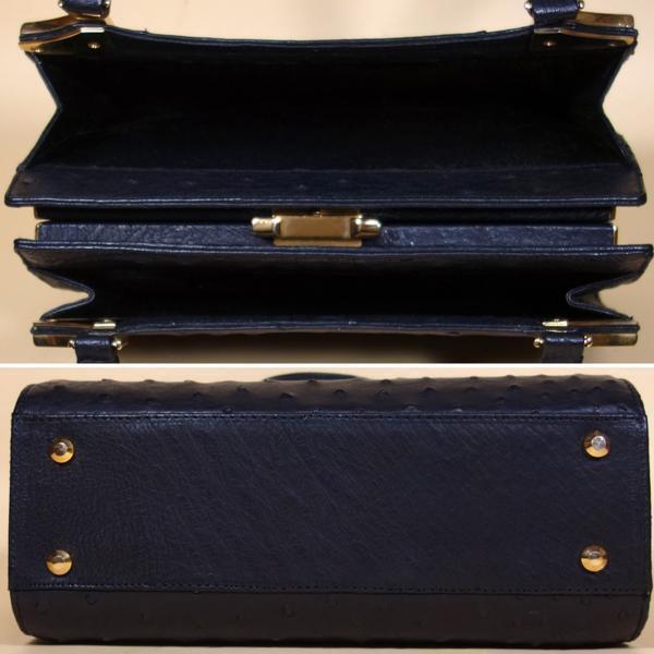 ZAGLIANI,ハンドバック,オーストリッチ,黒,中古