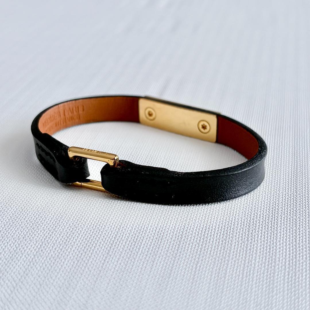 美品 『エルメス』リヴァル ミニ ブレスレット メドール ゴールド ブラック 美品 『HERMES エルメス』リヴァル ミニ ブレスレット XSサイズ