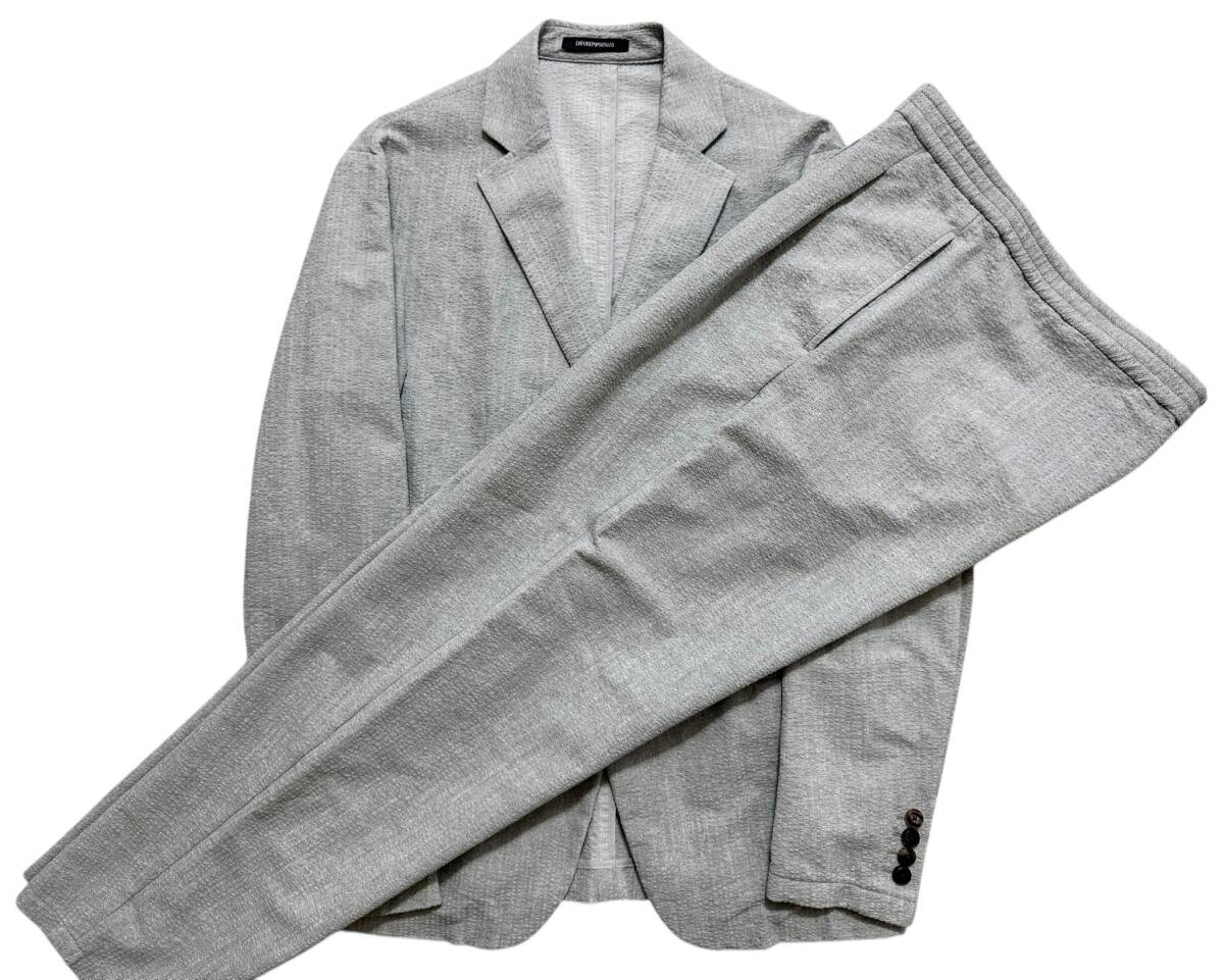 EMPORIO ARMANI エンポリオアルマーニ 國(guó)內(nèi)正規(guī)品 春夏モデル シアサッカー スーツ セットアップ 上下セット 50(上) 48(下) グレー