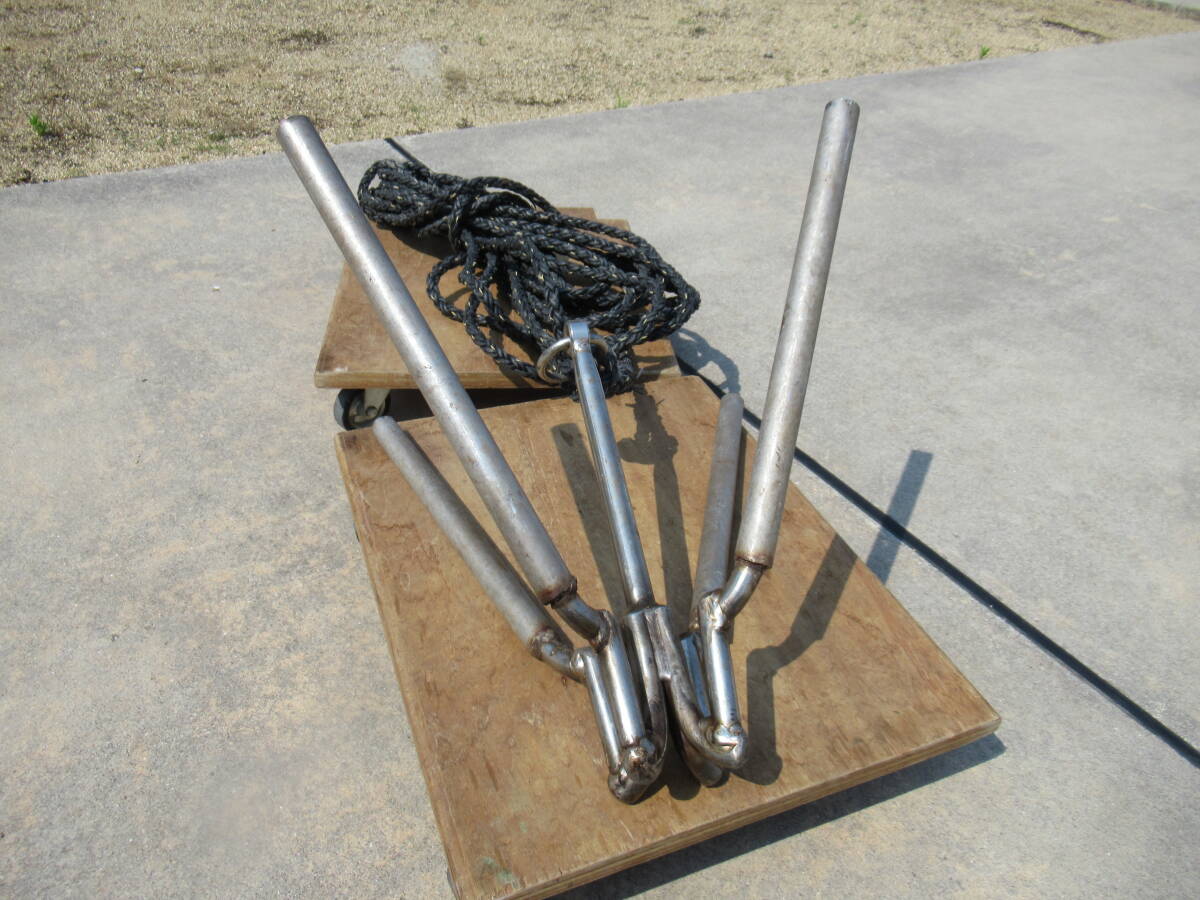 ステンレス制 スマリ 線形φ22mm 特殊加工 ロープ付 アンカー おもり イカリ 中古 ロープ探し