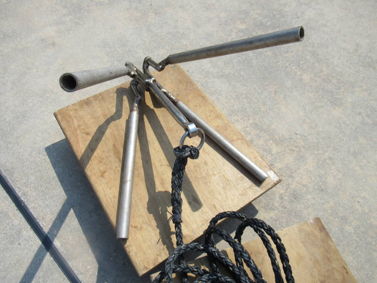 ステンレス制 スマリ 線形φ22mm 特殊加工 ロープ付 アンカー おもり イカリ 中古 ロープ探し