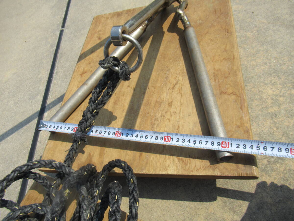 ステンレス制 スマリ 線形φ22mm 特殊加工 ロープ付 アンカー おもり イカリ 中古 ロープ探し