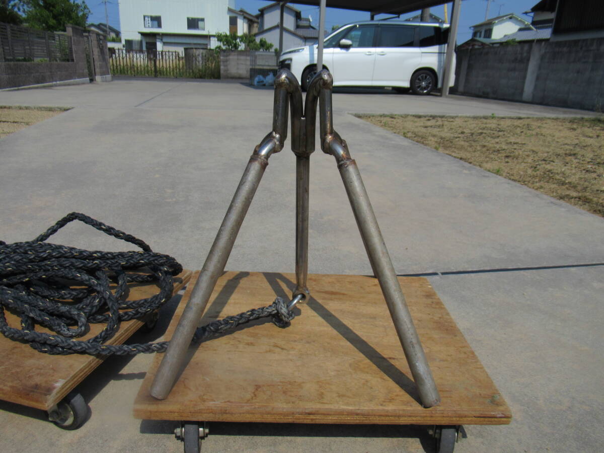 ステンレス制 スマリ 線形φ22mm 特殊加工 ロープ付 アンカー おもり イカリ 中古 ロープ探し