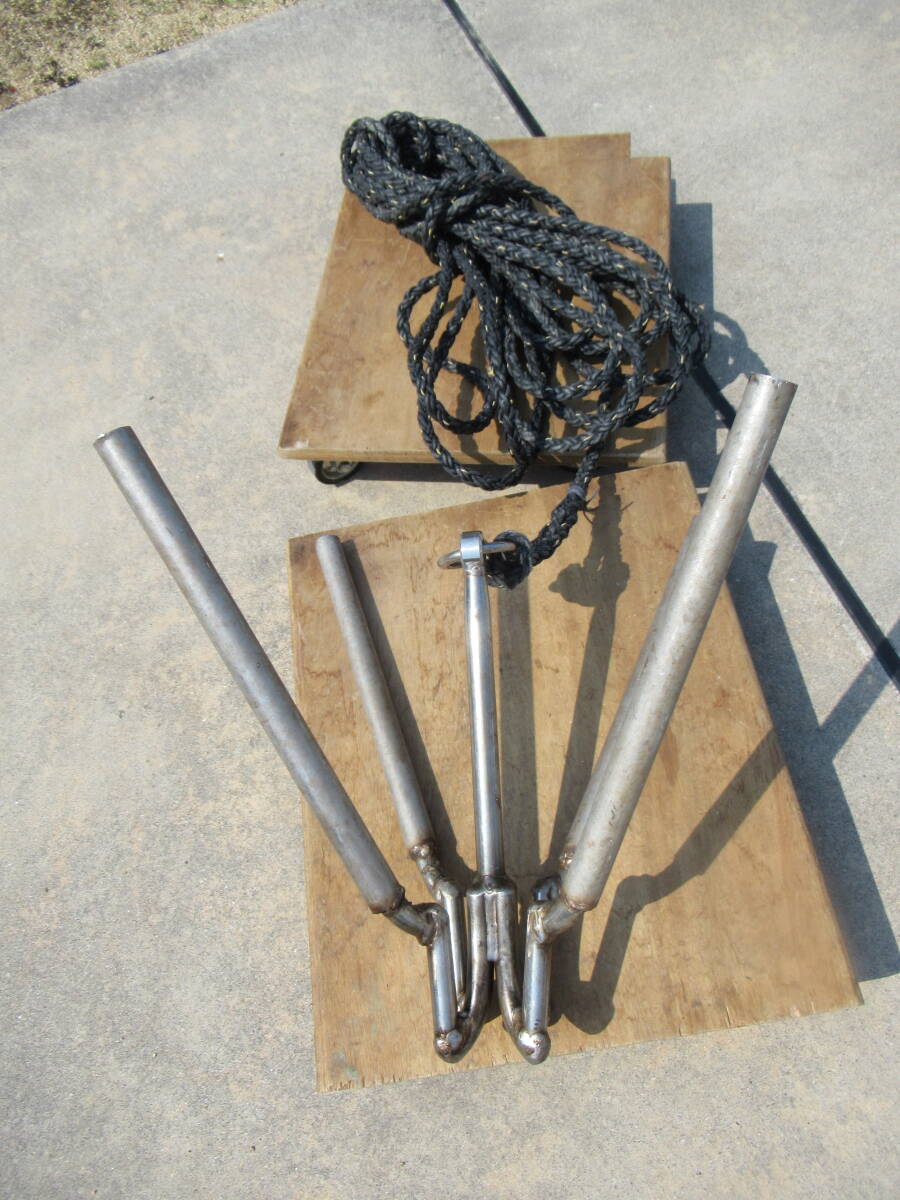 ステンレス制 スマリ 線形φ22mm 特殊加工 ロープ付 アンカー おもり イカリ 中古 ロープ探し