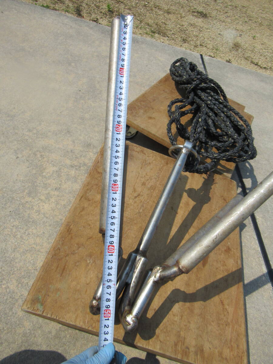 ステンレス制 スマリ 線形φ22mm 特殊加工 ロープ付 アンカー おもり イカリ 中古 ロープ探し