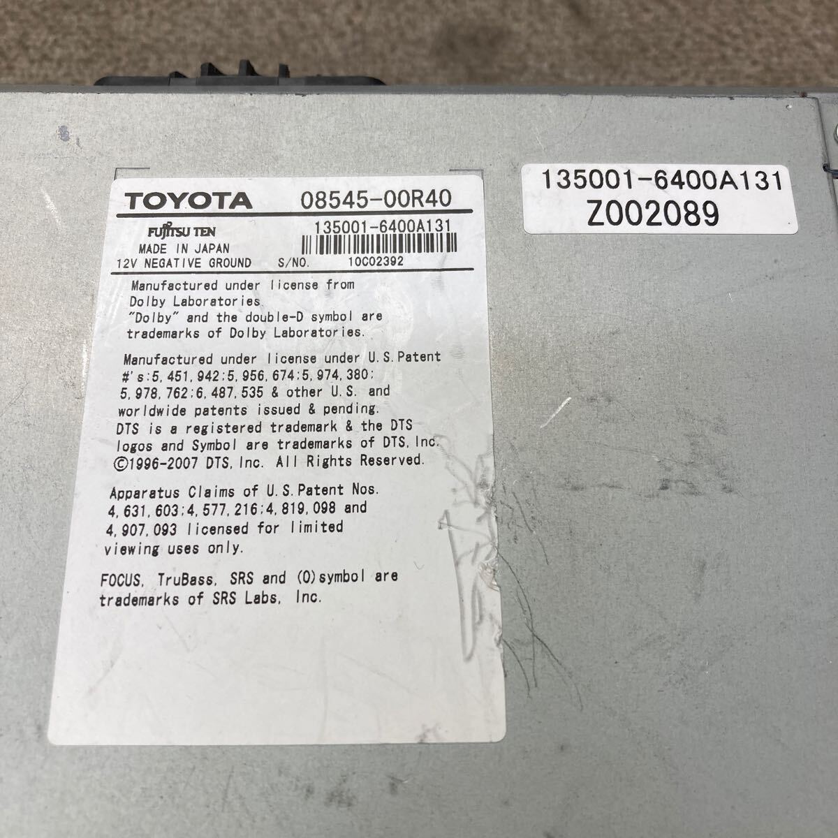 AV4-648 激安 カーナビ TOYOTA NHZT-W58 36061 08545-00R40 135001-6400A131 HDDナビ CD DVD SD 本體のみ 簡易動作確認(rèn)済み 中古現(xiàn)狀品