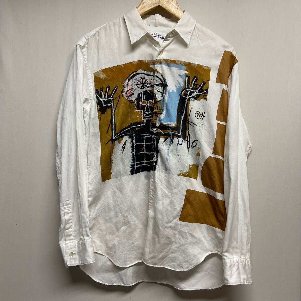 [COMMEdesGARCONS Comme des Garcons ]× автобус Kia W26041 рубашка с длинным рукавом XS искусство принт белый хлопок 2506oki M