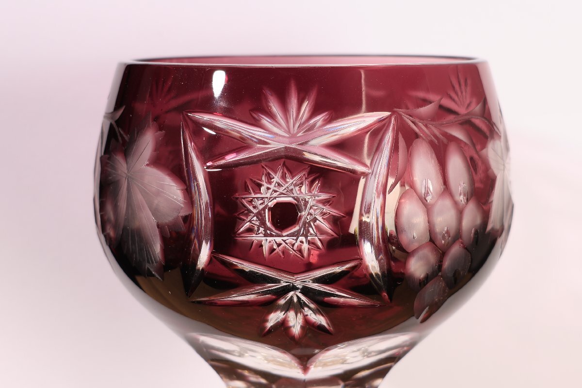 【珍品堂】1円から A088-P65 バカラ 切子 ワイングラス クリスタルガラス ガラス工蕓 箱付