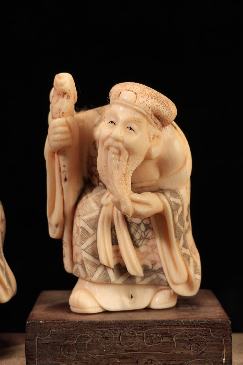 置物 アンティーク 天然素材 七福神 仏像 彫刻 古美術品 細密細工