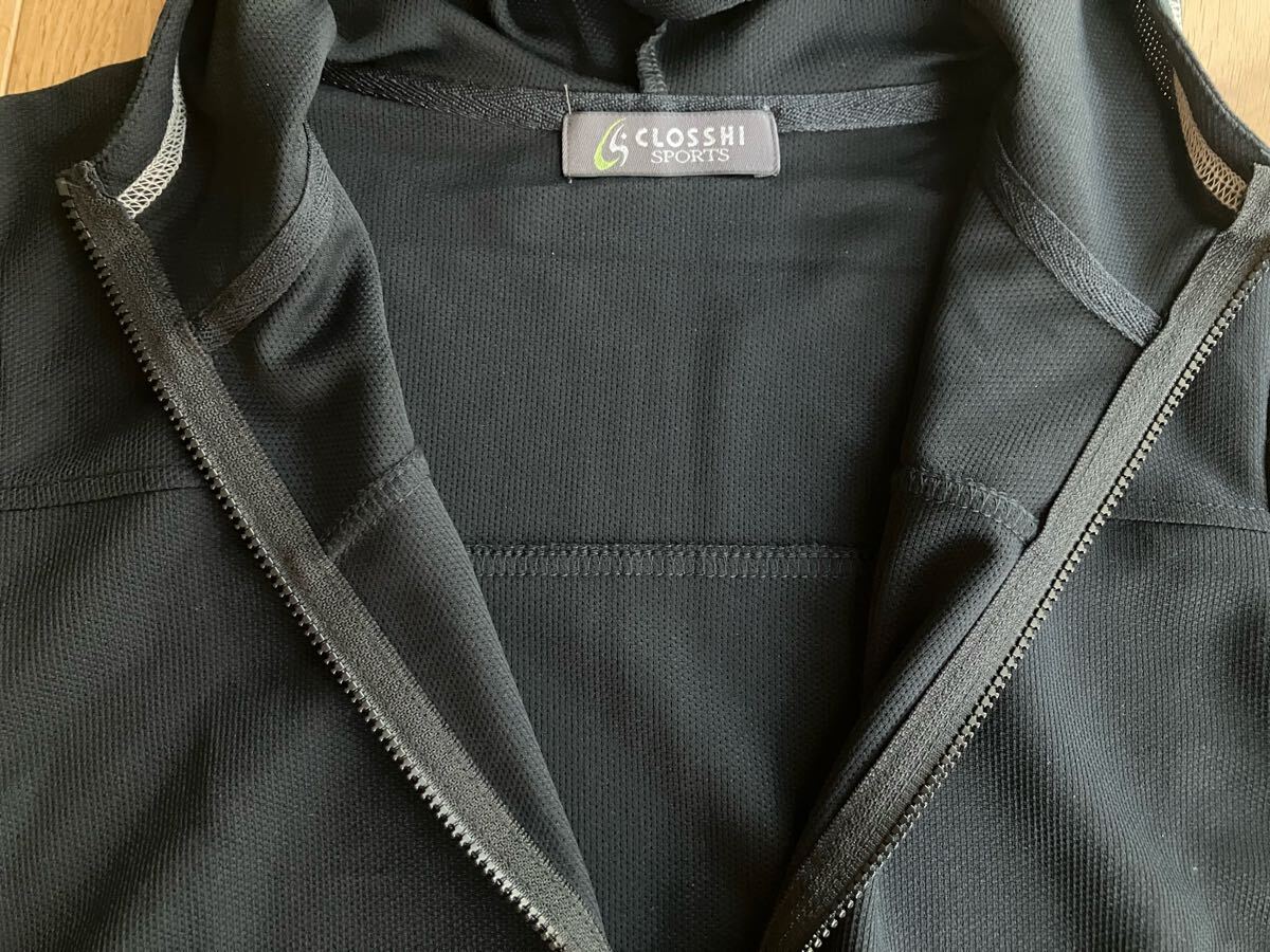 未使用訳あり クロッシースポーツ 長袖 薄手パーカー 黒 140センチ_画像3