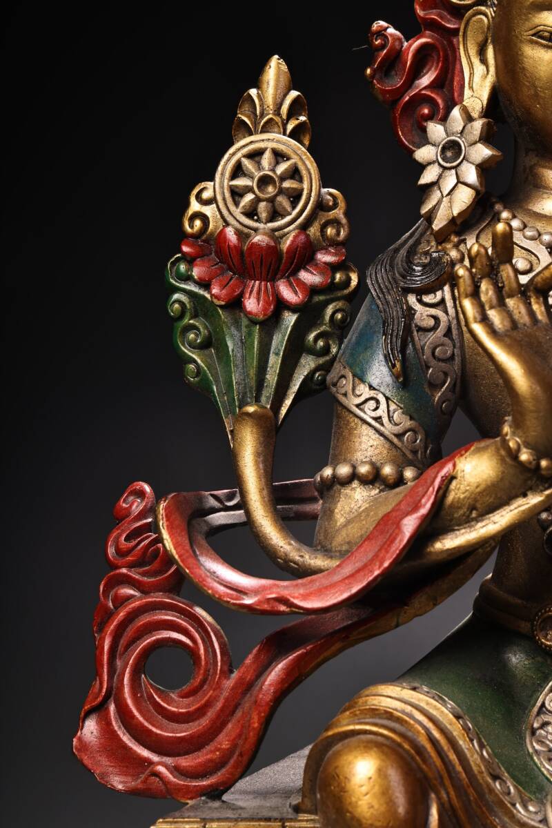 稀少珍品 銅製 流金 描彩 釈迦牟尼像 古美術