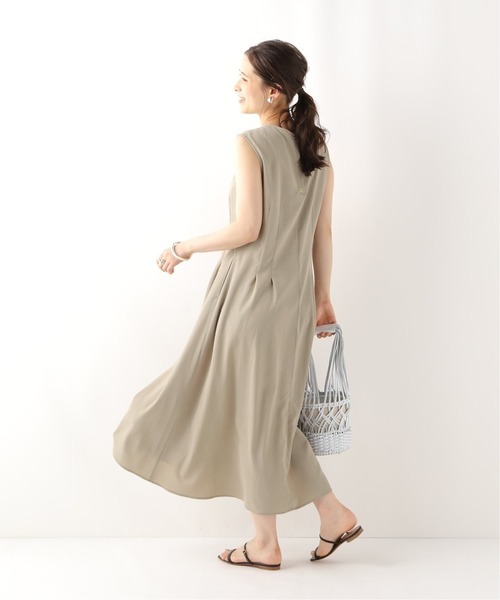 美品*IENA*イエナ*utile 強(qiáng)捻レーヨンタックワンピース*ベージュ*36*