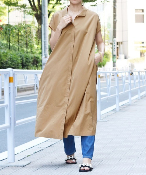 美品*IENA*イエナ*ロングシャツワンピース*ベージュ*36*