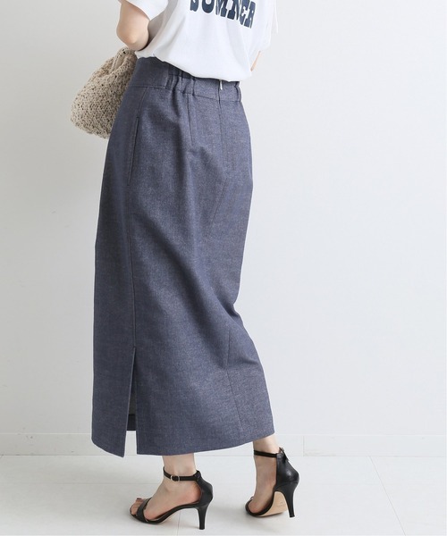 美品*IENA*イエナ*ライトツイードタックスカート*ネイビー*36*