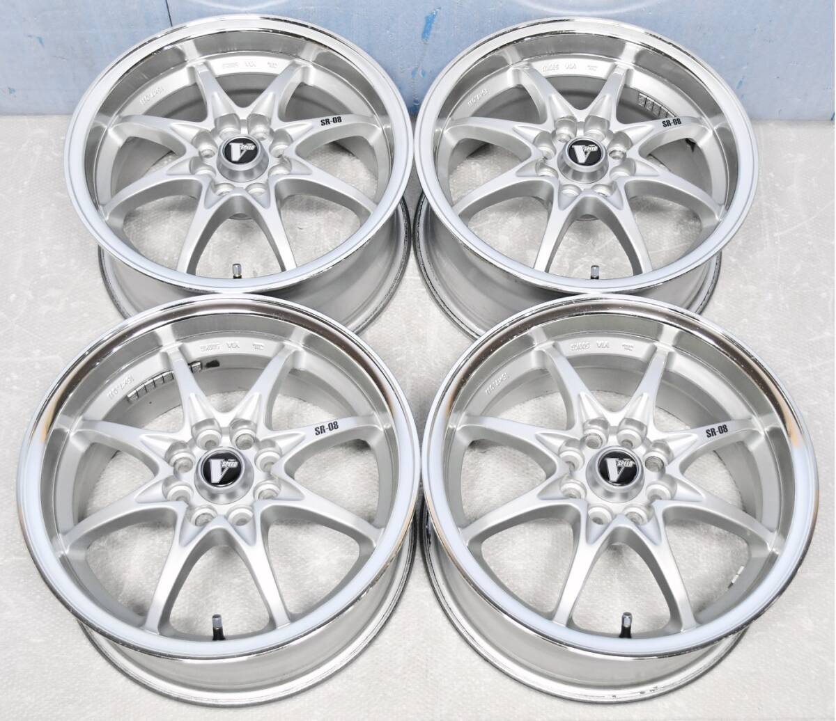 希少！美品 RAYS V-SPEED SR-08 當(dāng)時(shí)物 15インチ 7JJ 4H-100 +38 シルバー 4本 検)CE28