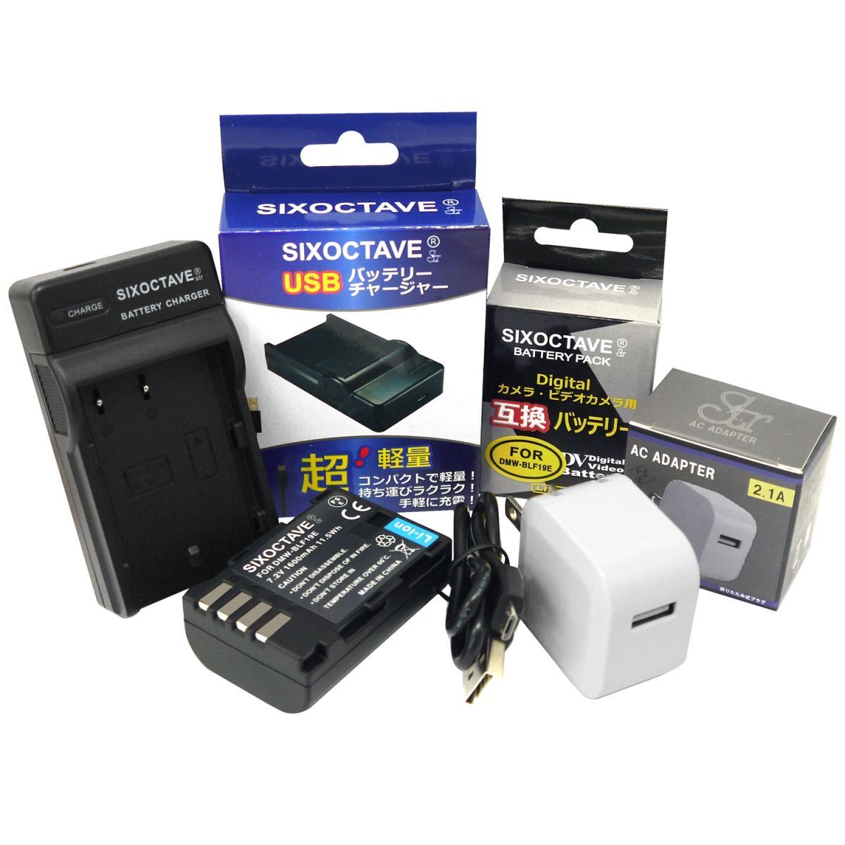 Panasonic DMW-BLF19E ?DMW-BLF19 対応互換バッテリーと互換充電器 2.1A高速ACアダプター付 DC-GF90 DC-GF10 DC-GF9 DMC-GM5K DMC-GM1