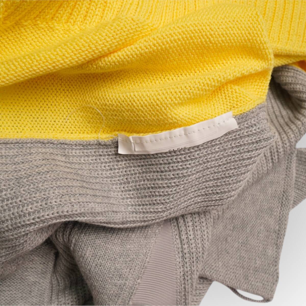 100円＠H754@ sacai luck カーディガン S相當(dāng) 異素材切替 バイカラー 長(zhǎng)袖 ウール混 ニットコンビ フロントボタン レディース おしゃれ