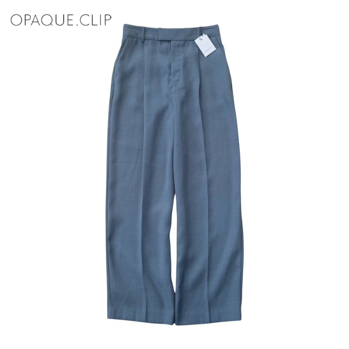 100円＠NE436@ OPAQUE.CLIP 新品未使用 夏用 リネン サマー タックワイドパンツ 38/M 美シルエット 清涼 スッキリ 快適 