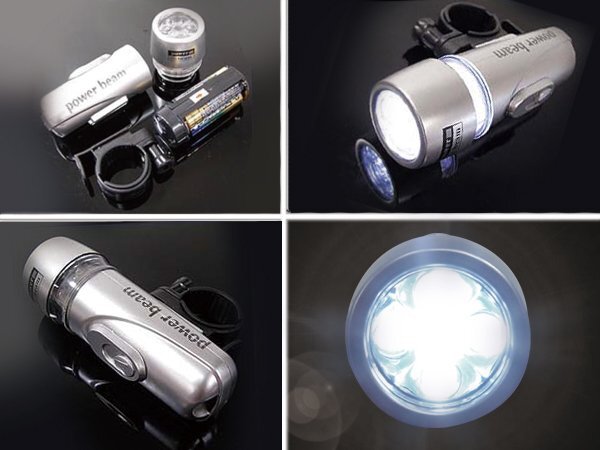 防水 自転車用 5LED 5燈 點滅機(jī)能 切替可能！ ホワイト発光 サイクルライト 防災(zāi) 懐中電燈にも！ライトホルダー付