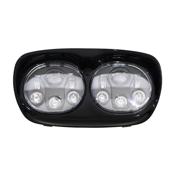 ю 【車種専用】 ハーレーダビッドソン FLTR ロードグライド バガー LED ヘッドライト Hi/Loビーム ブラック 1個 社外品 ホワイト発光