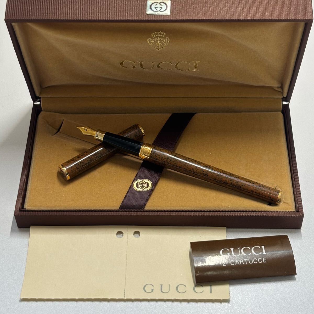 オールドグッチ　GUCCI マーブル柄　MADE IN JAPAN　萬年筆　未使用級