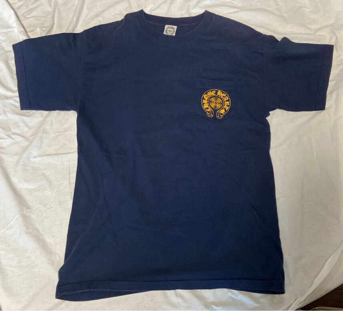 L クロムハーツ　セメタリー クロス　ホースシュー　90s オールド　OLD ポケット　Tシャツ　ネイビー　紺　正規(guī)品　半袖