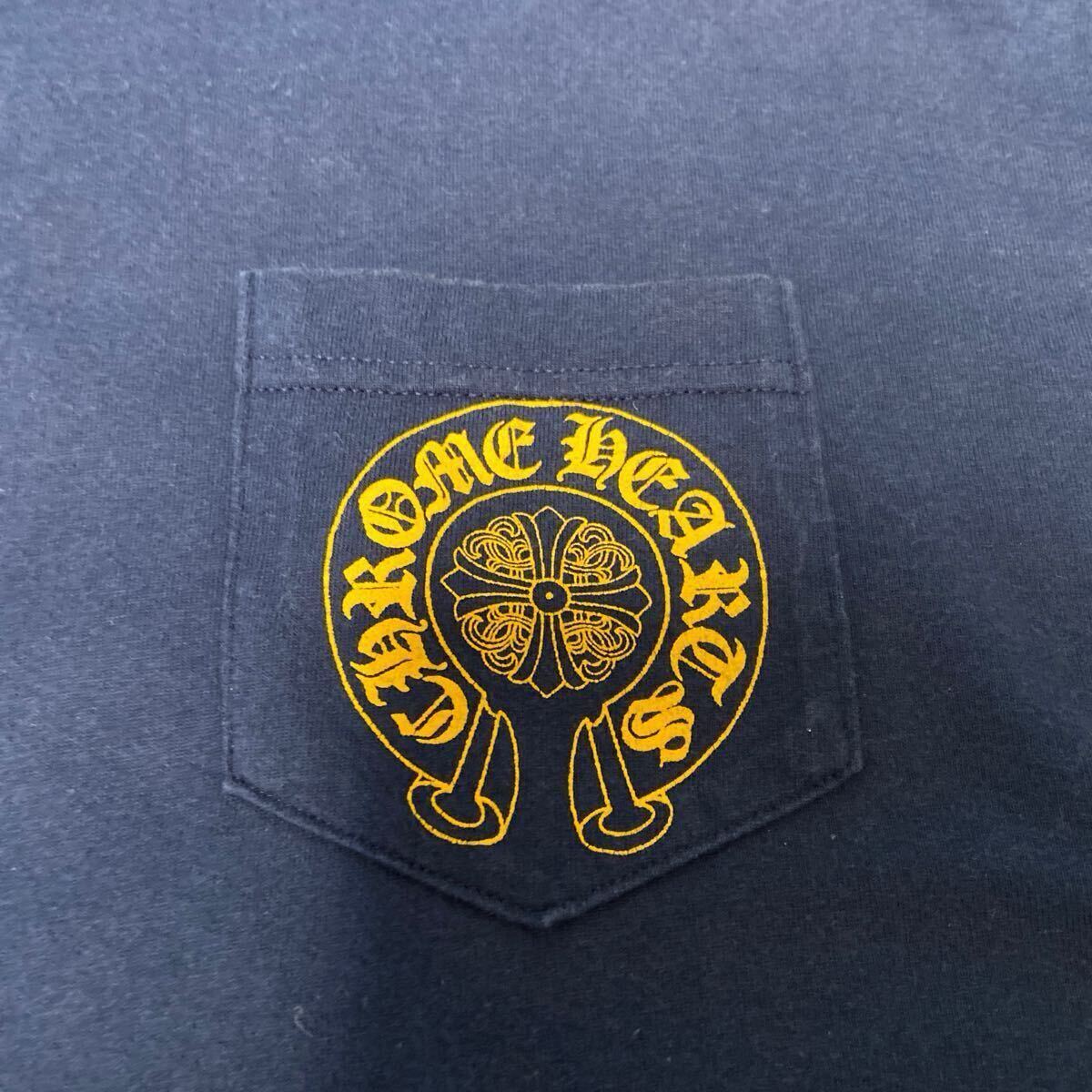 L クロムハーツ　セメタリー クロス　ホースシュー　90s オールド　OLD ポケット　Tシャツ　ネイビー　紺　正規(guī)品　半袖
