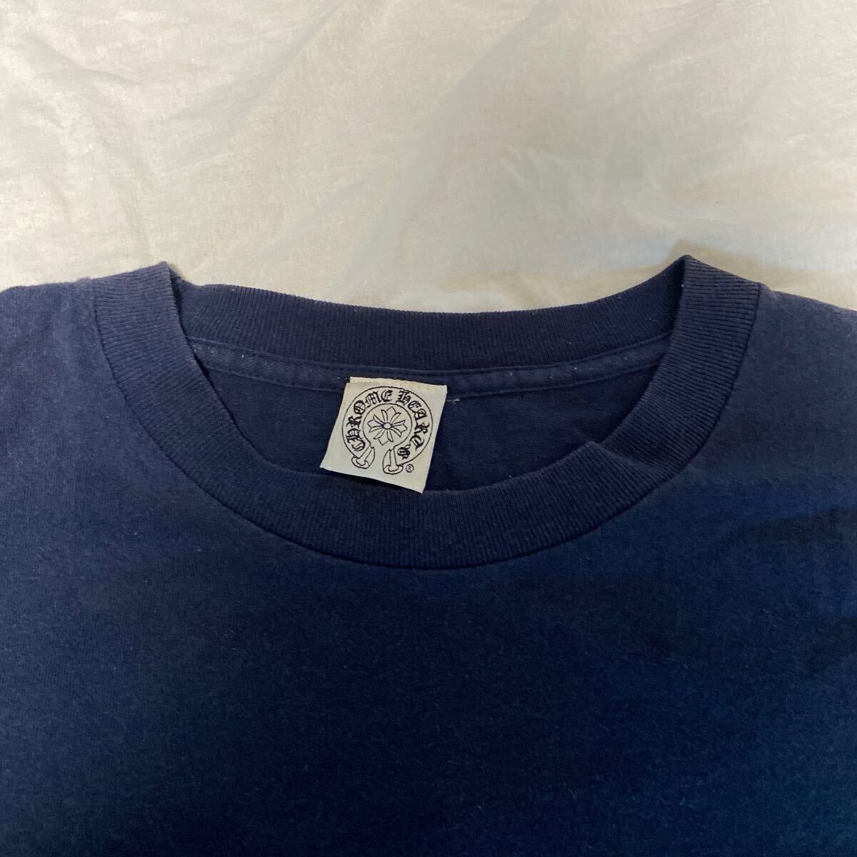 L クロムハーツ　セメタリー クロス　ホースシュー　90s オールド　OLD ポケット　Tシャツ　ネイビー　紺　正規(guī)品　半袖