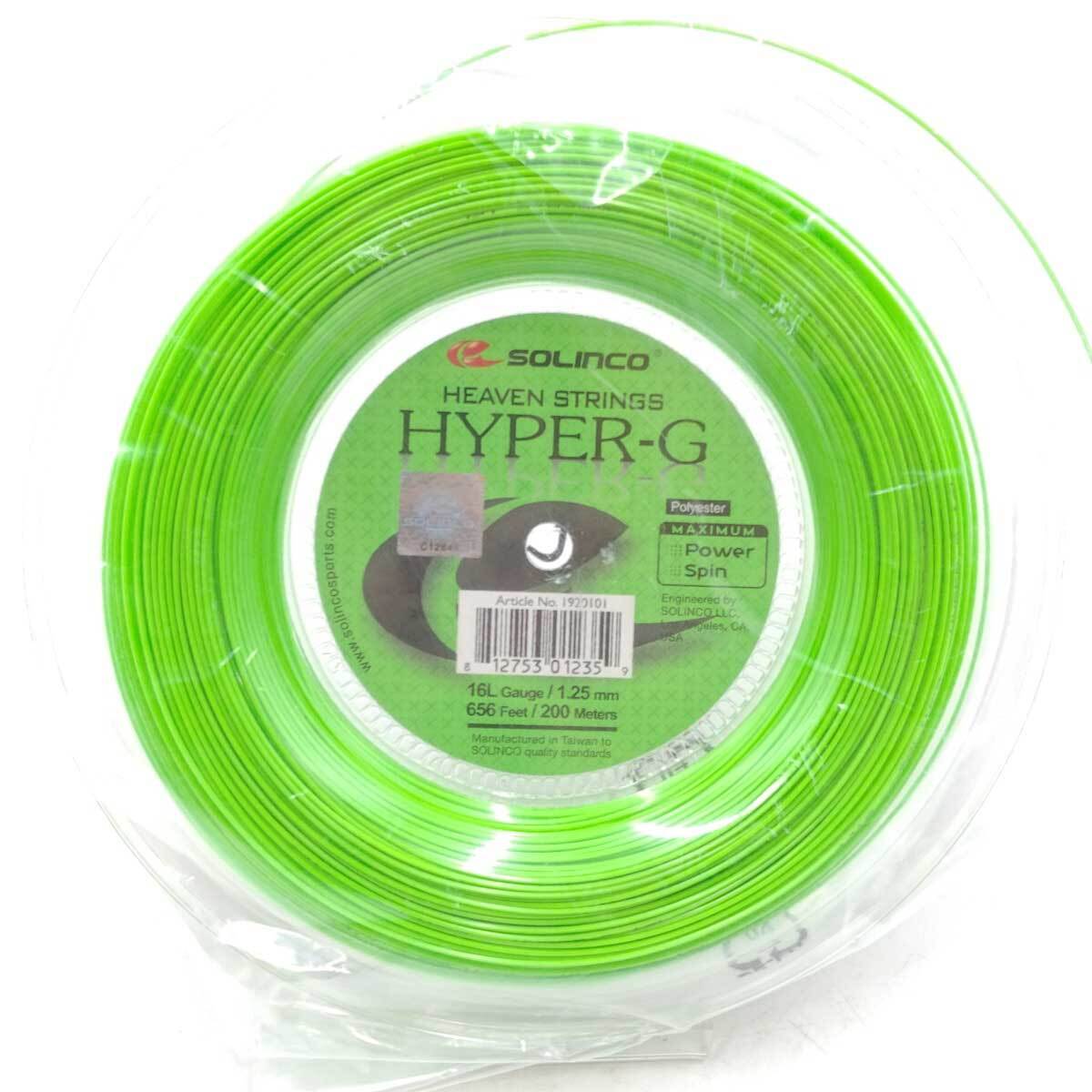 【中古?未使用品】Solinco ソリンコ HYPER-G 16L 硬式 テニス ストリング ガット ハイパーG 200m ロール グリーン 1.25mm