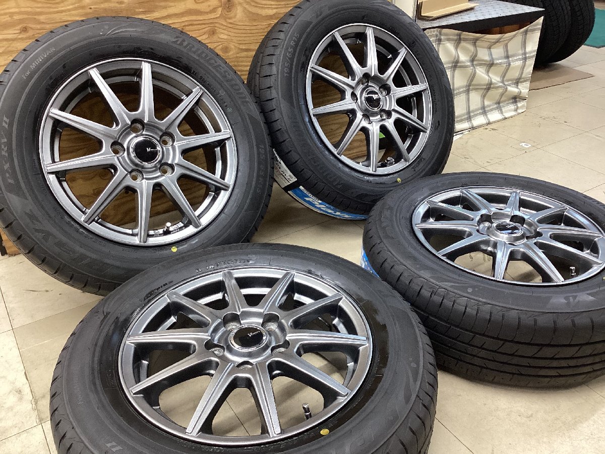 【送料無料】BRIDGESTONE Playz PX-RV2 195/65R15 91H 2023年制 社外アルミ付(GS10) 6.0J 5/114.3 +53 1臺(tái)分 ノア ヴォクシー ステップW 等