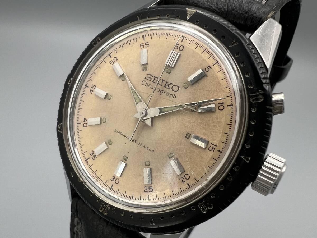P309☆稼動 ジャンク品 セイコー 458990 ワンプッシュクロノグラフ Cal.5719A 手巻き メンズ 腕時計 現(xiàn)狀渡し SEIKO 1円?