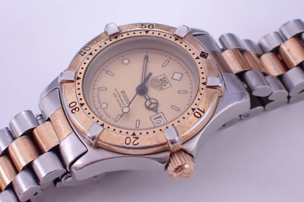  TAG Heuer 2000 серии 964.008 Professional 200M QZ кварц Gold циферблат женские наручные часы P05197