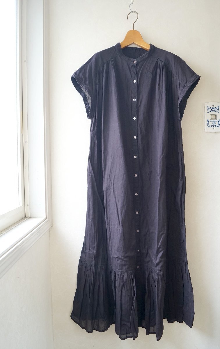 ★2022年 IENA SLOBE /スローブ イエナ*コットンボイルティアードワンピース　黒 ペチコート付/定価\11,000*　古著のgplus広島 2506t1