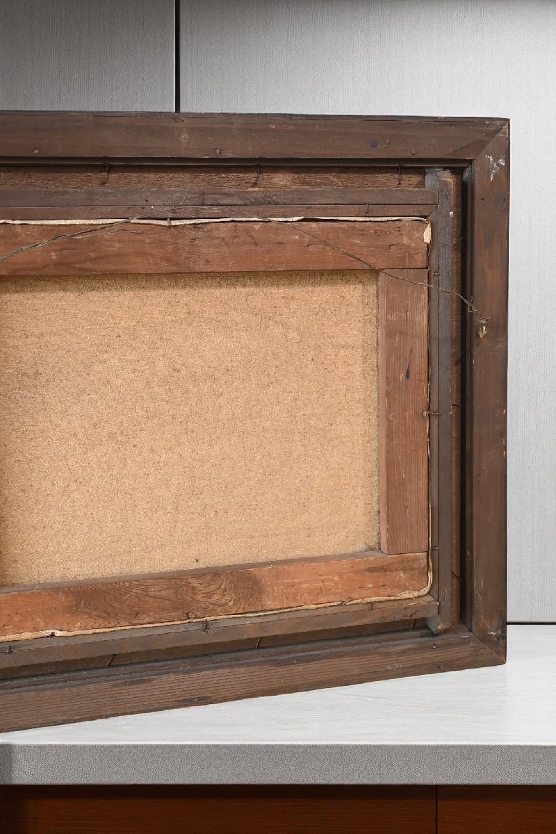 画家　梶田英一　油彩画 ○梶田英一 油彩画作品 海（犬吠岬）額 F6号 荒々しい