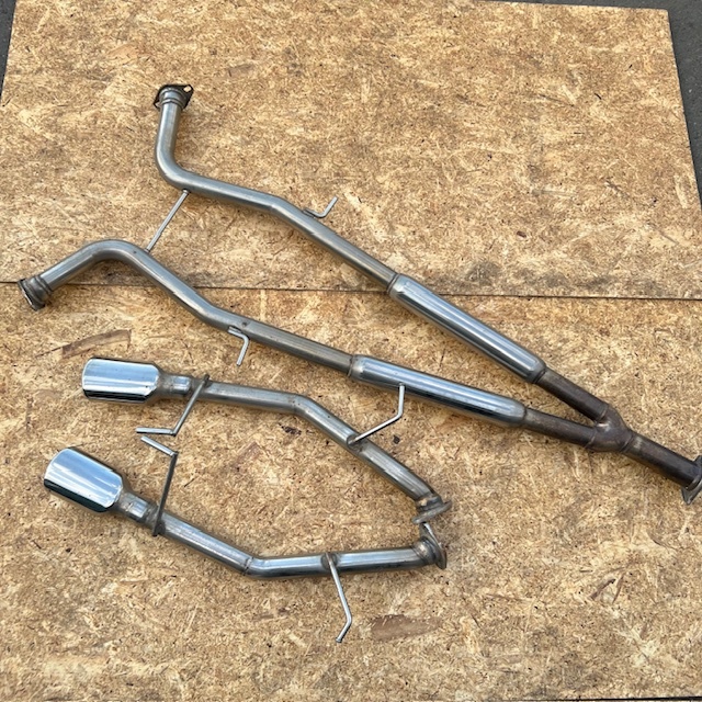 日産 Y51 KNY51 フーガ スリーキャッツ 中間 爆音 マフラー リア ピース オーバル 直管 ストレート スラッシュカット オールステンレス_画像1