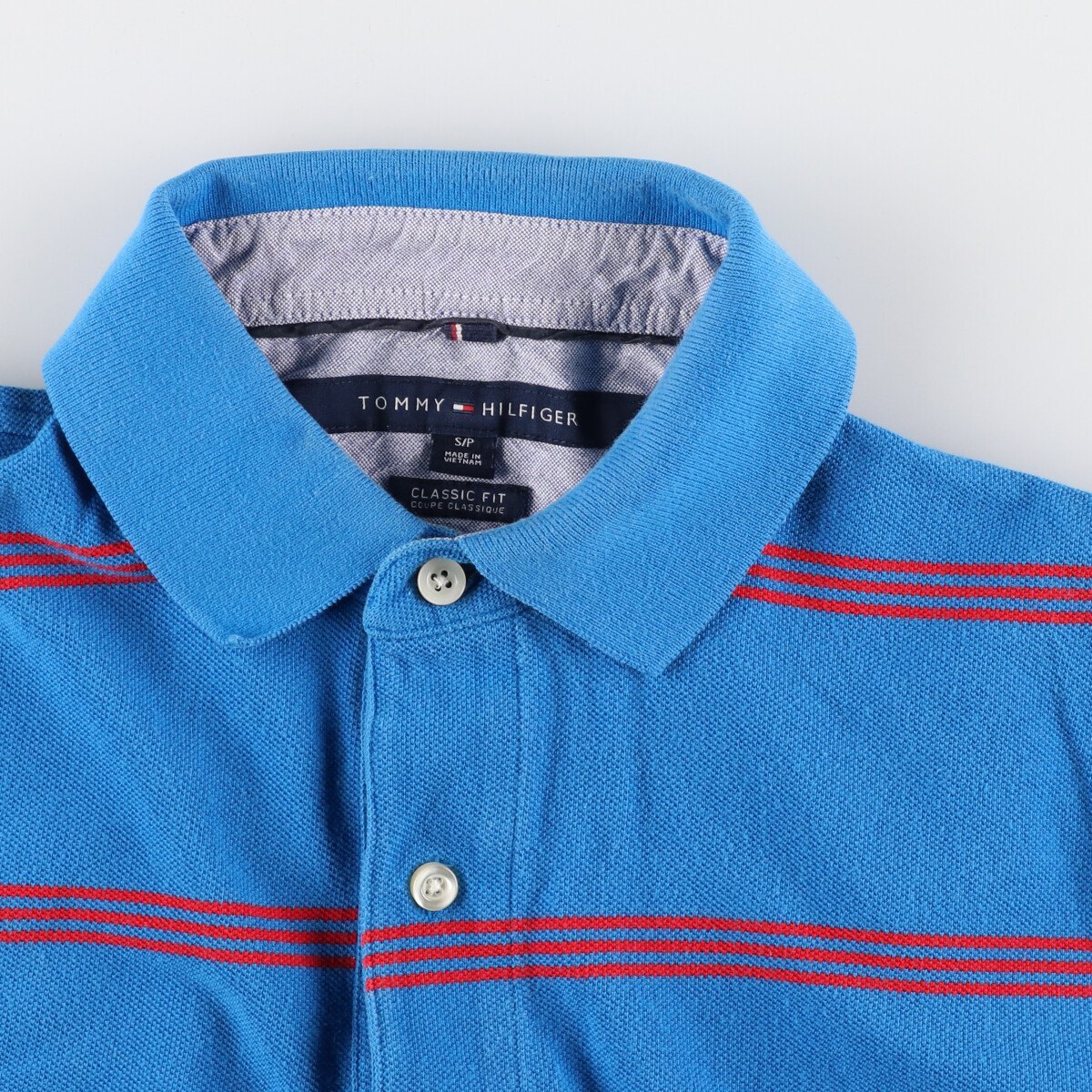 古著 トミーヒルフィガー TOMMY HILFIGER CLASSIC FIT 半袖 ボーダー ポロシャツ メンズS /eaa366020 【SS2506_10】