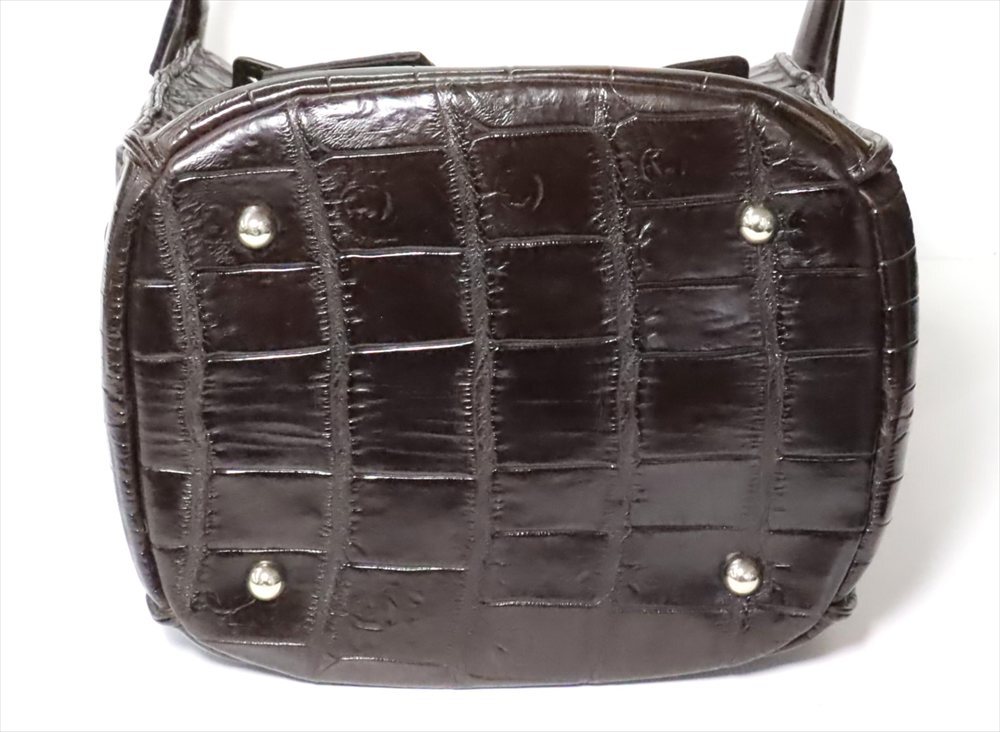 【美品】GRESクロコダイルハンドバッグ GRES PARIS クロコダイル ハンドバッグ ワニ革 収納袋付 A4918