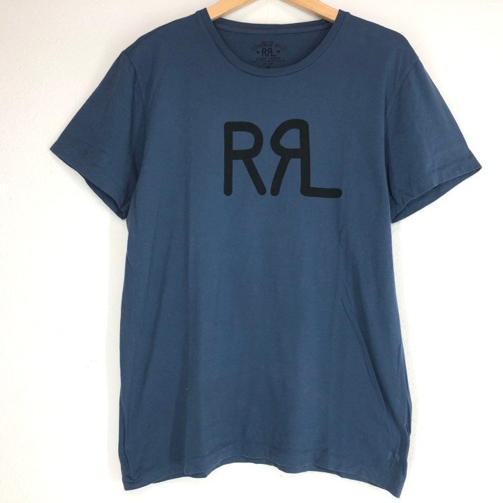 RRL RALPH LAUREN ダブルアールエル ロゴ クルーネック 半袖 Tシャツ SIZE: M ブルー MH632025061211
