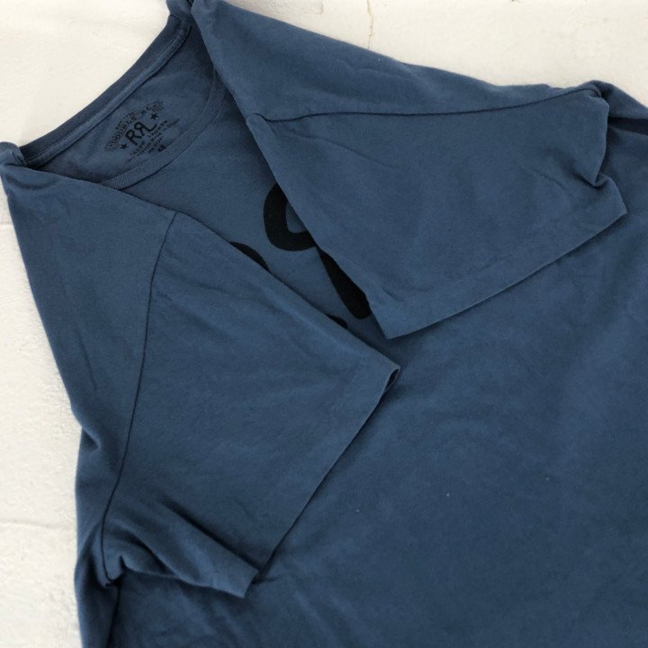 RRL RALPH LAUREN ダブルアールエル ロゴ クルーネック 半袖 Tシャツ SIZE: M ブルー MH632025061211