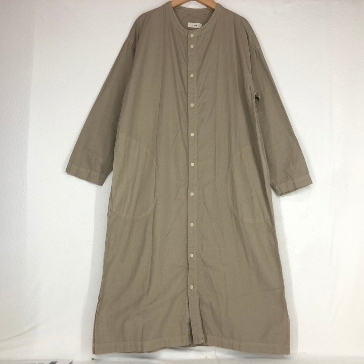RINEN リネン ノーカラー コットン ロングシャツワンピース SIZE: FREE ベージュ LH632025061618_画像1