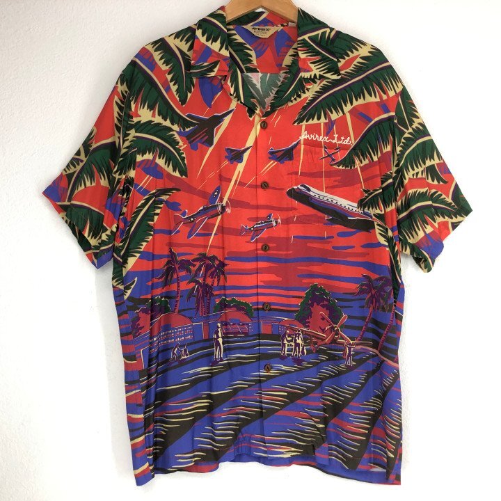 AVIREX アヴィレックス グラフィック アロハシャツ 6115118 SIZE: XL オレンジ/ブルー MH632025061617