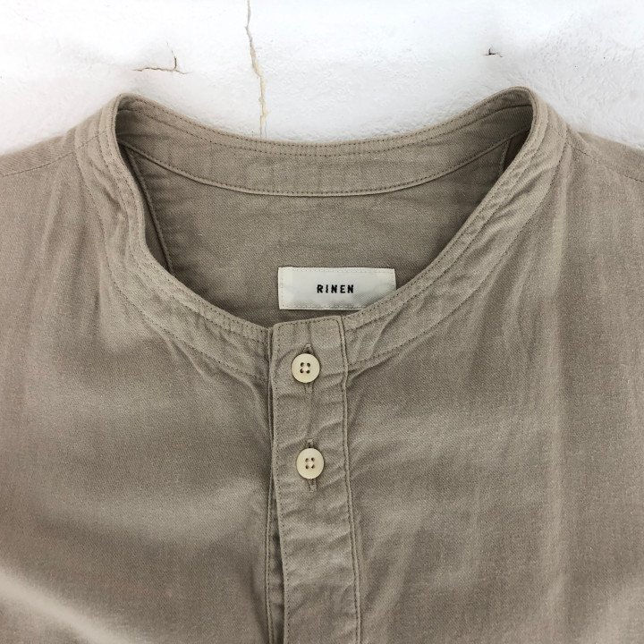 RINEN リネン ノーカラー コットン ロングシャツワンピース SIZE: FREE ベージュ LH632025061618_画像3