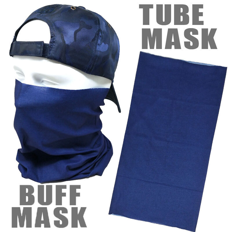 ストレッチ素材チューブマスク《S187》 バフマスク　ネイビー　BUFF MASK バイク?アウトドア?ジョギング?日焼け?花粉対策