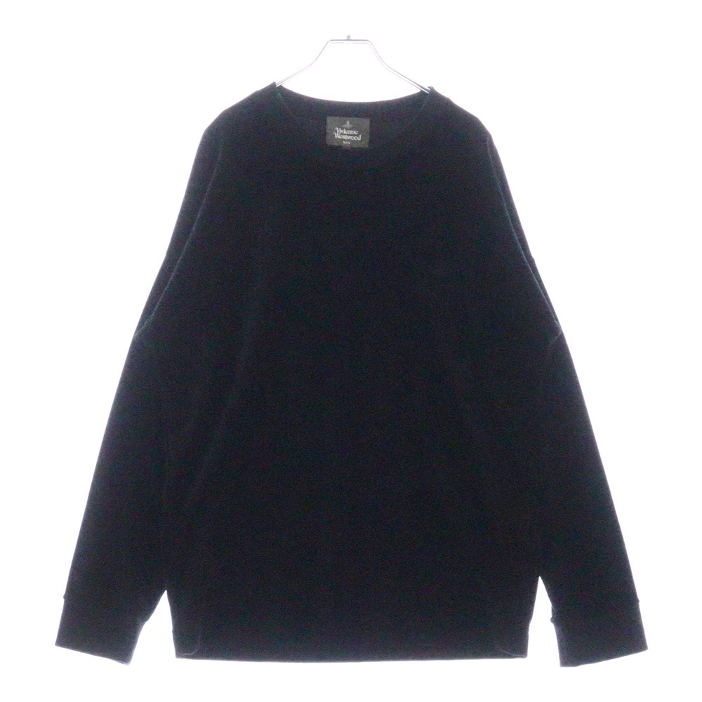 Vivienne Westwood MAN ヴィヴィアンウエストウッドマン オーブロゴ クルーネック ベロアスウェットトレーナー ブラック VW-J2-72198 Mサイズ