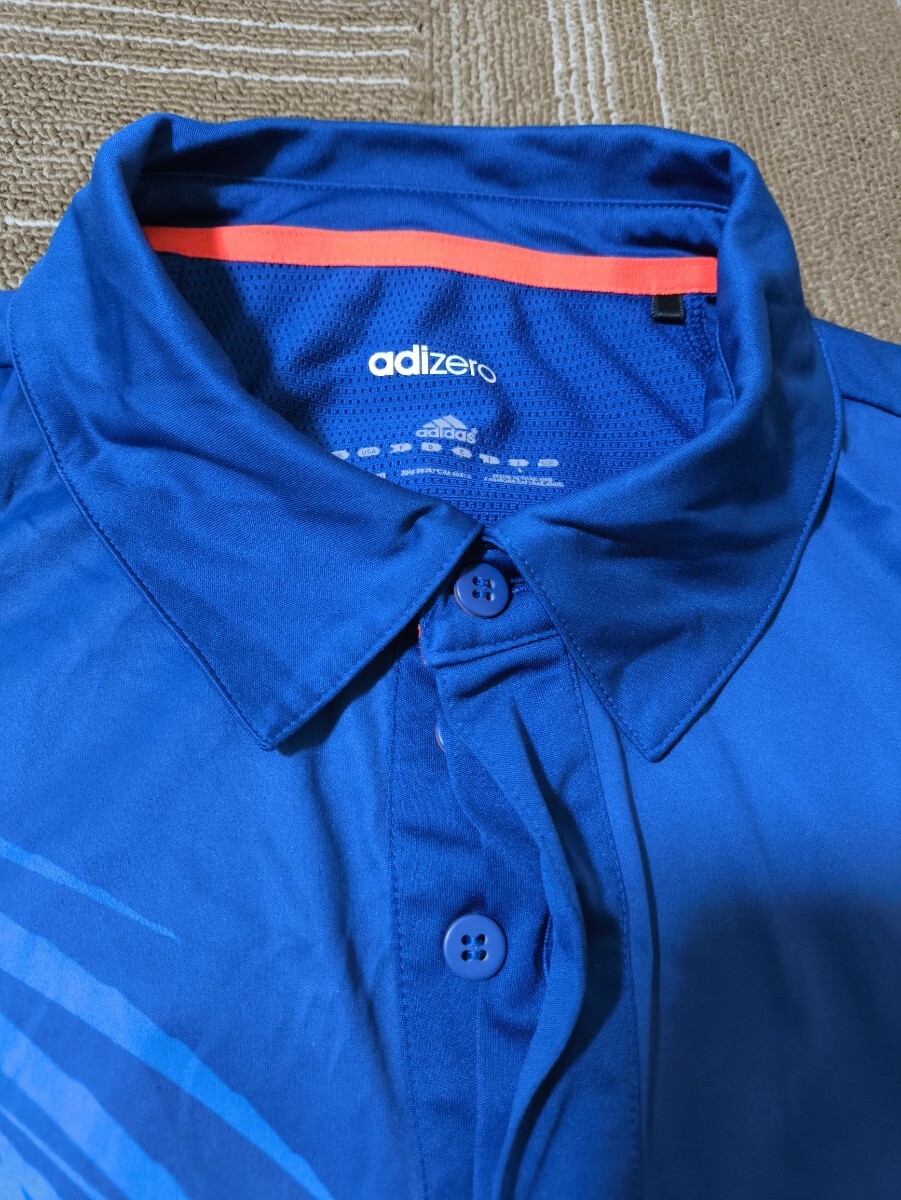 サイズ：jp L　美品　adizero ドライ グラフィック 総柄 ポロシャツ アディダス adidas 半袖シャツ 